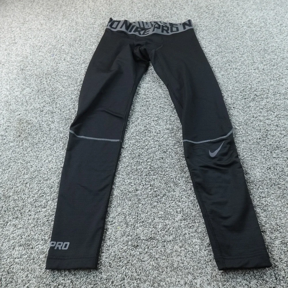 Nike Pro Leggings Mens L Black Hyperwarm Compression Gym Pants Athletic Workout